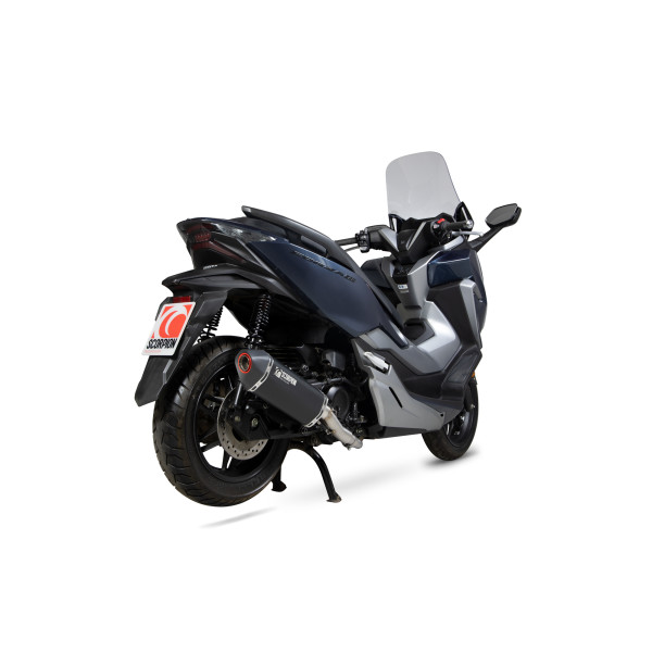Scorpion Exhaust Honda Forza 300 2018 - 2021 Serket Parallel Full System Black Ceramic Coated Sleeve